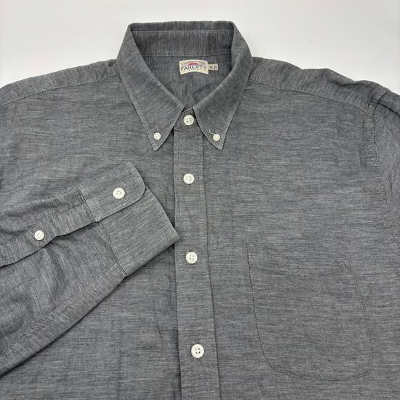 Faherty Mens XL Solid Gray Button Down Long Sleeve Cotton Shirt - Picture 1 of 4